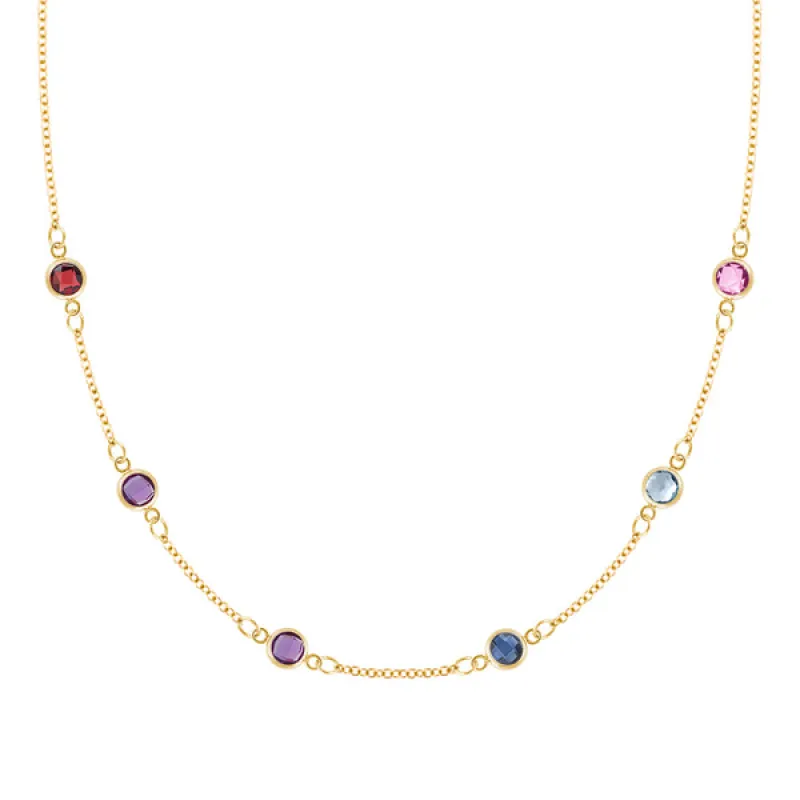 Personalized Classic 6 Birthstone Necklace in 14k Gold sold by Haverhill