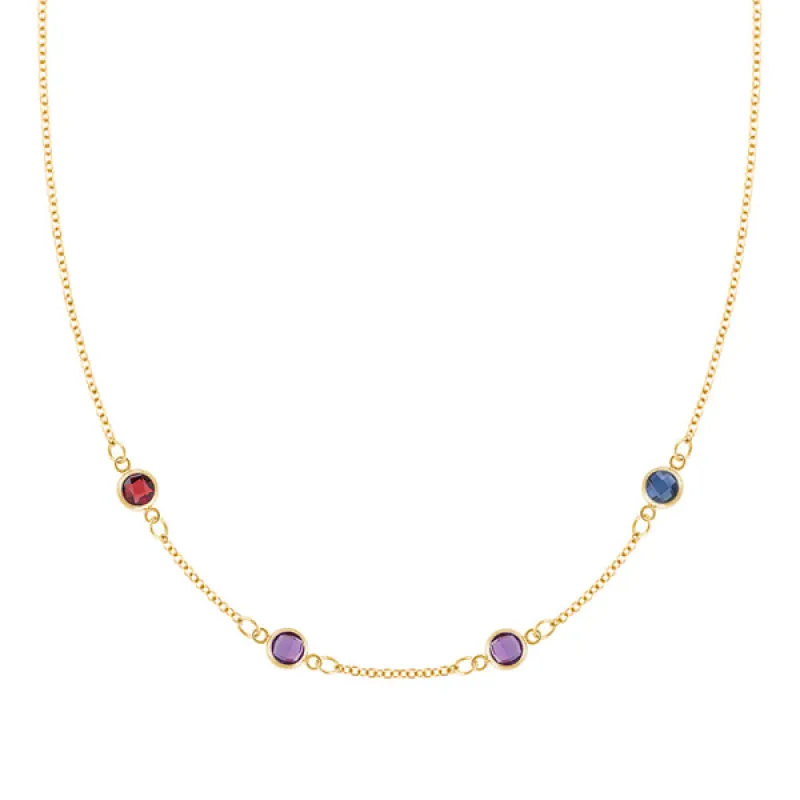 Personalized Classic 4 Birthstone Necklace in 14k Gold sold by Haverhill