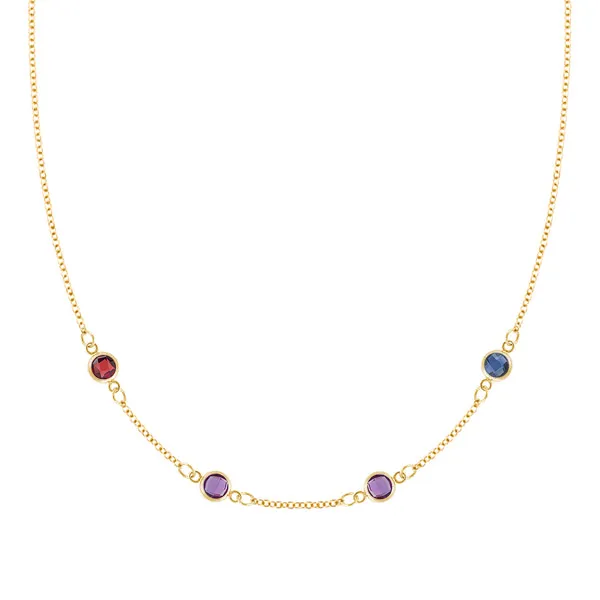 Personalized Classic 4 Birthstone Necklace in 14k Gold sold by Haverhill
