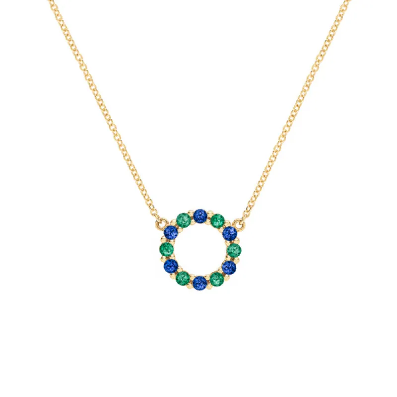 Personalized Rosecliff Small Circle Birthstone Necklace in 14k Gold sold by Haverhill