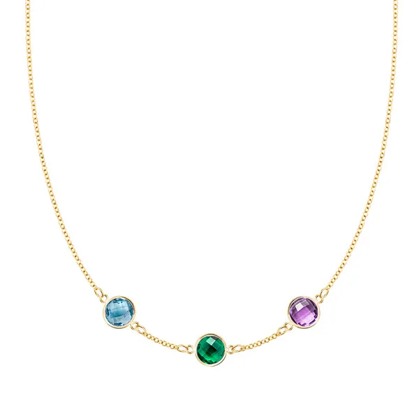 Personalized Grand 3 Birthstone Necklace in 14k Gold sold by Haverhill