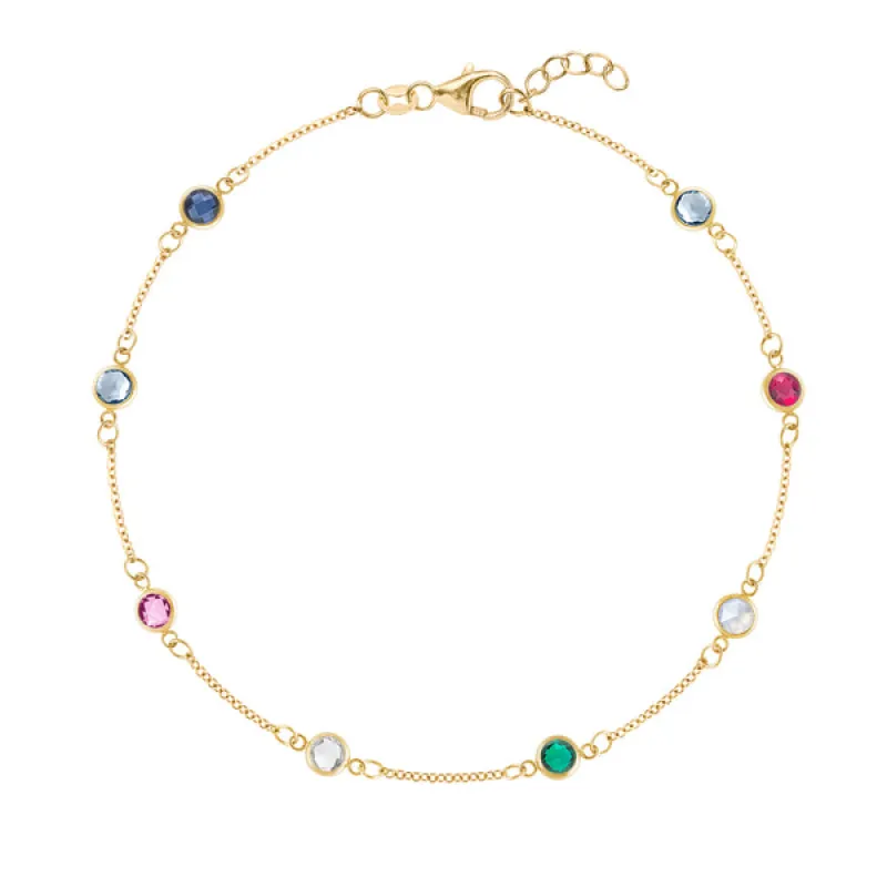 Personalized Classic 8 Birthstone Bracelet in 14k Gold sold by Haverhill