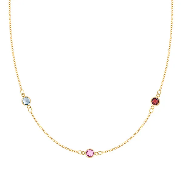 Personalized Classic 3 Birthstone Necklace in 14k Gold sold by Haverhill