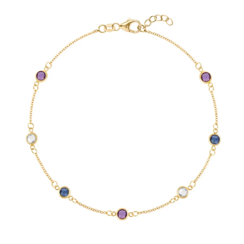 Personalized Classic 7 Birthstone Bracelet in 14k Gold sold by Haverhill