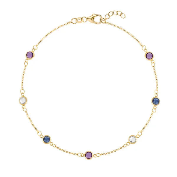 Personalized Classic 7 Birthstone Bracelet in 14k Gold sold by Haverhill