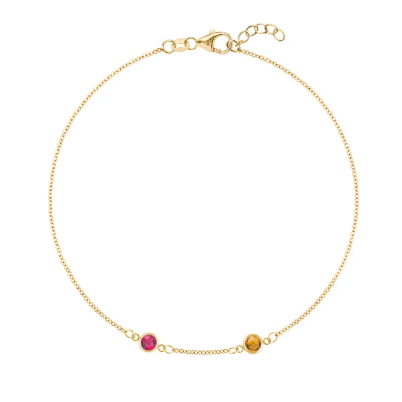 Personalized Classic 2 Birthstone Bracelet in 14k Gold sold by Haverhill