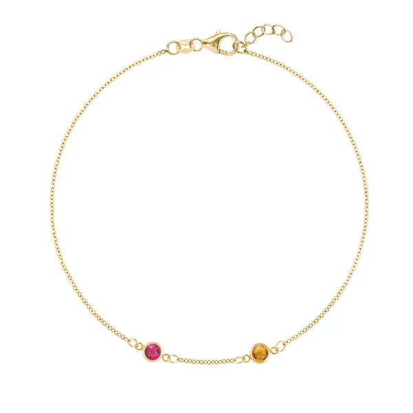 Personalized Classic 2 Birthstone Bracelet in 14k Gold sold by Haverhill