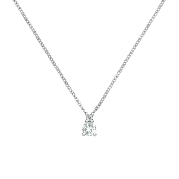 Personalized Greenwich Solitaire Birthstone & Diamond Necklace in 14k Gold sold by Haverhill