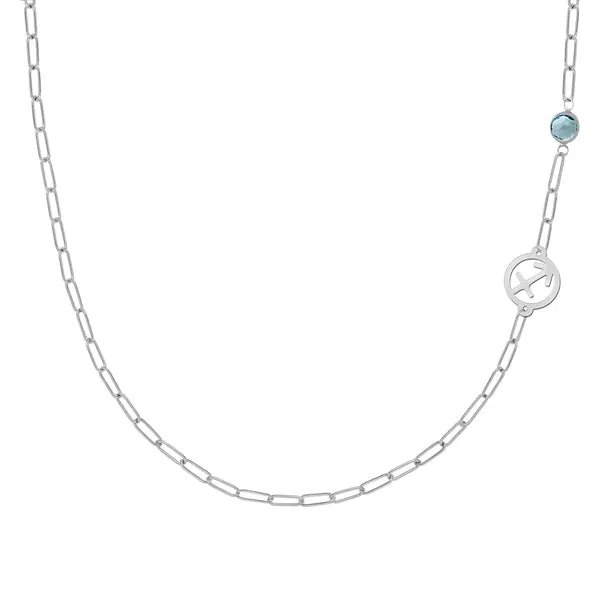 Personalized Zodiac & Birthstone Adelaide Mini Necklace in 14k Gold sold by Haverhill