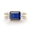 Personalized Warren Horizontal Birthstone Ring with Accent Stones in 14k Gold sold by Haverhill