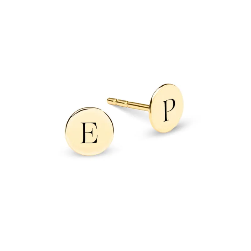 Letter Stud Earrings in 14k Gold sold by Haverhill