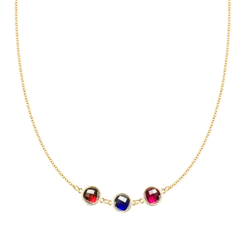 Personalized Grand 3 Connected Birthstone Necklace in 14k Gold sold by Haverhill