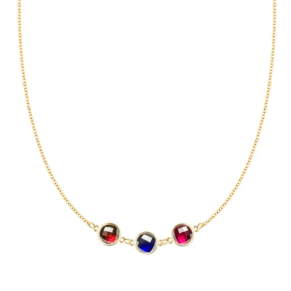 Personalized Grand 3 Connected Birthstone Necklace in 14k Gold sold by Haverhill