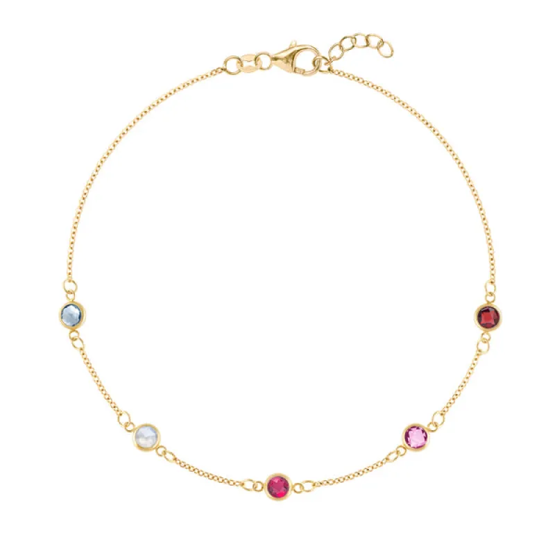 Personalized Classic 5 Birthstone Bracelet in 14k Gold sold by Haverhill