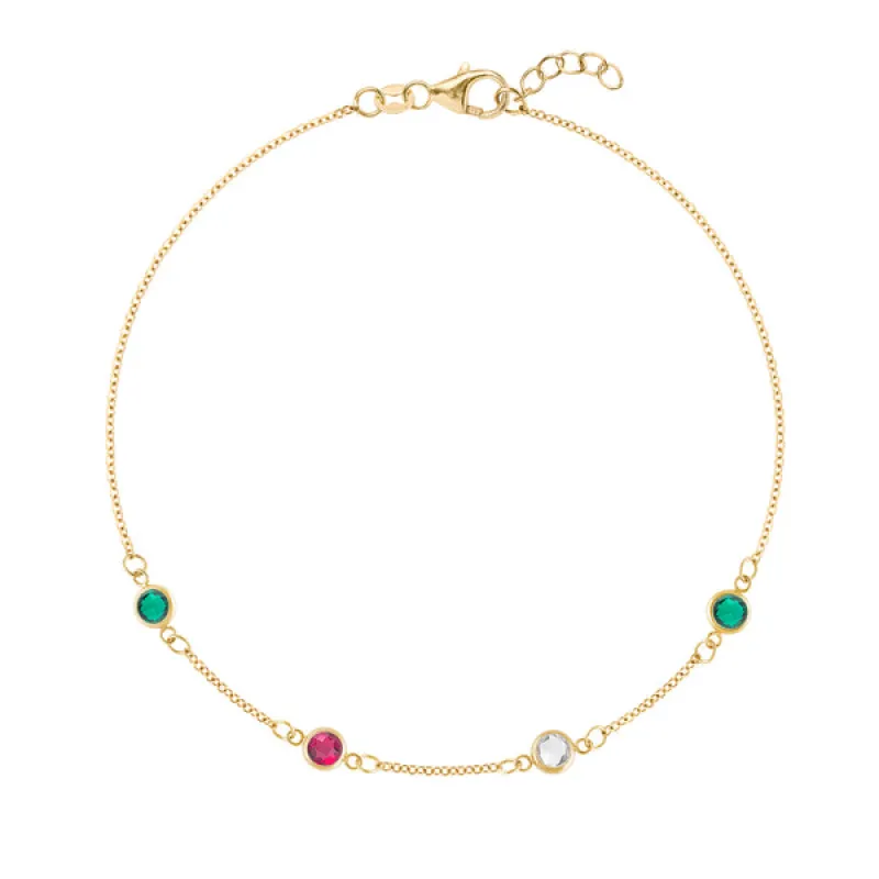 Personalized Classic 4 Birthstone Bracelet in 14k Gold sold by Haverhill