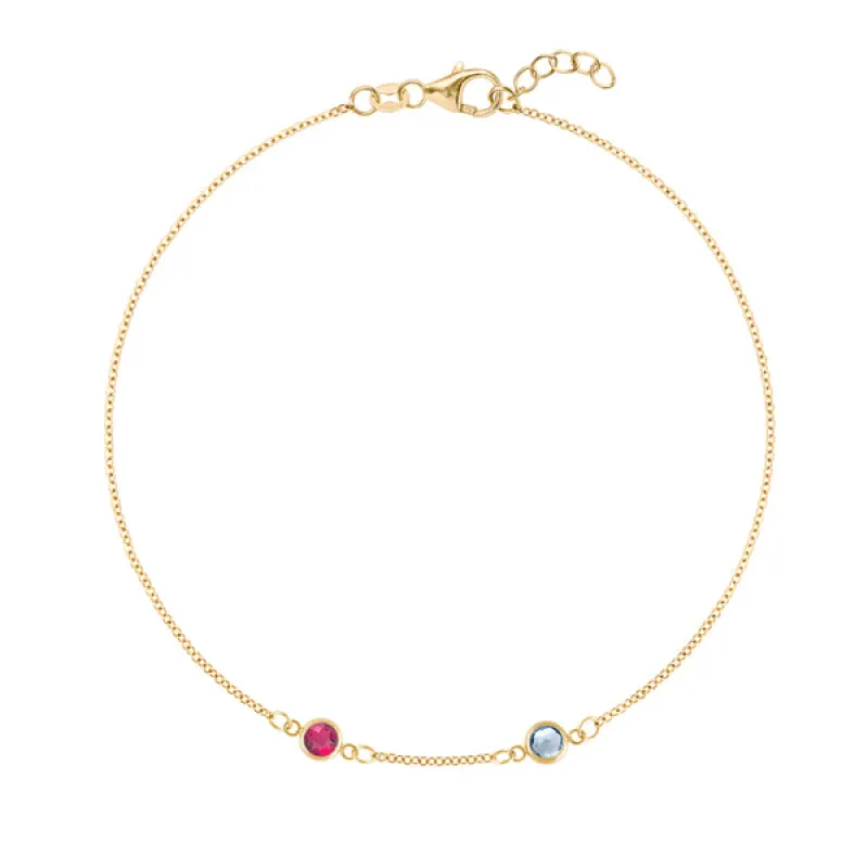 Personalized Classic 2 Birthstone Bracelet in 14k Gold sold by Haverhill