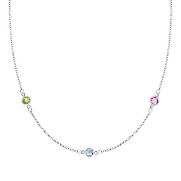 Personalized Classic 3 Birthstone Necklace in 14k Gold sold by Haverhill