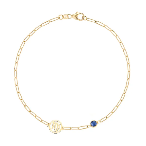 Personalized Zodiac & Birthstone Adelaide Mini Bracelet in 14k Gold sold by Haverhill