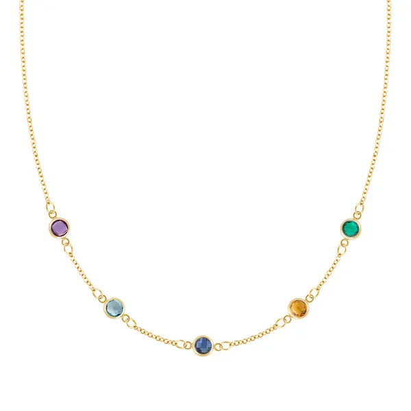 Personalized Classic 5 Birthstone Necklace in 14k Gold sold by Haverhill