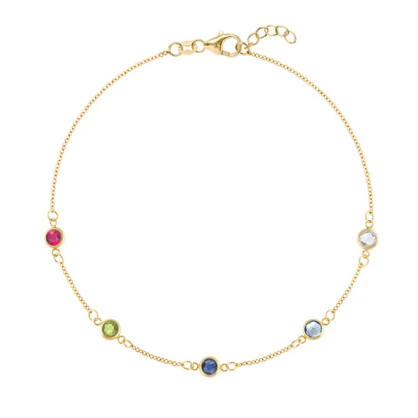 Personalized Classic 5 Birthstone Bracelet in 14k Gold sold by Haverhill