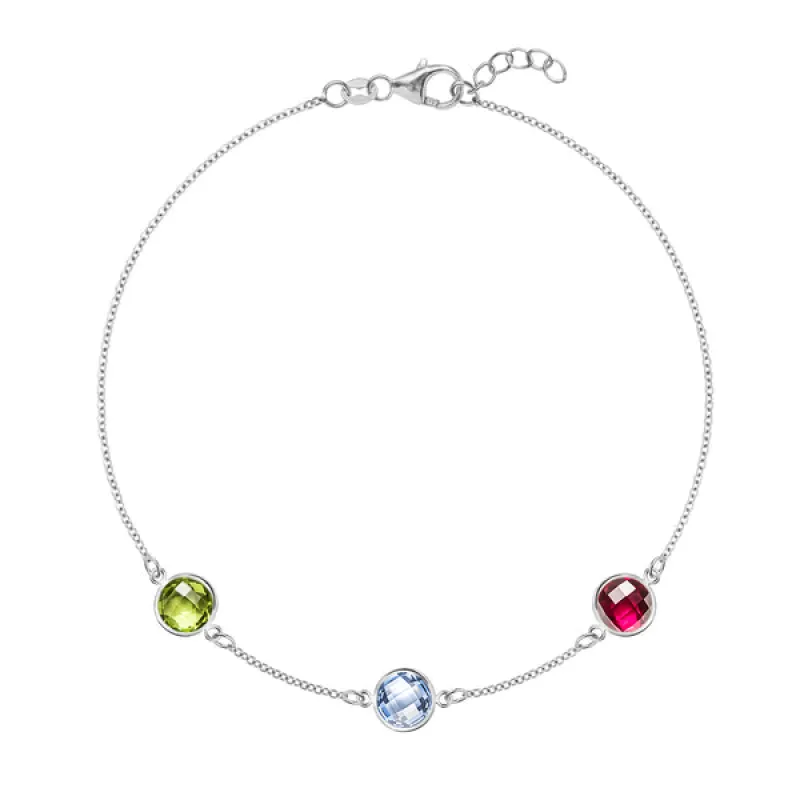 Personalized Grand 3 Birthstone Bracelet in 14k Gold sold by Haverhill