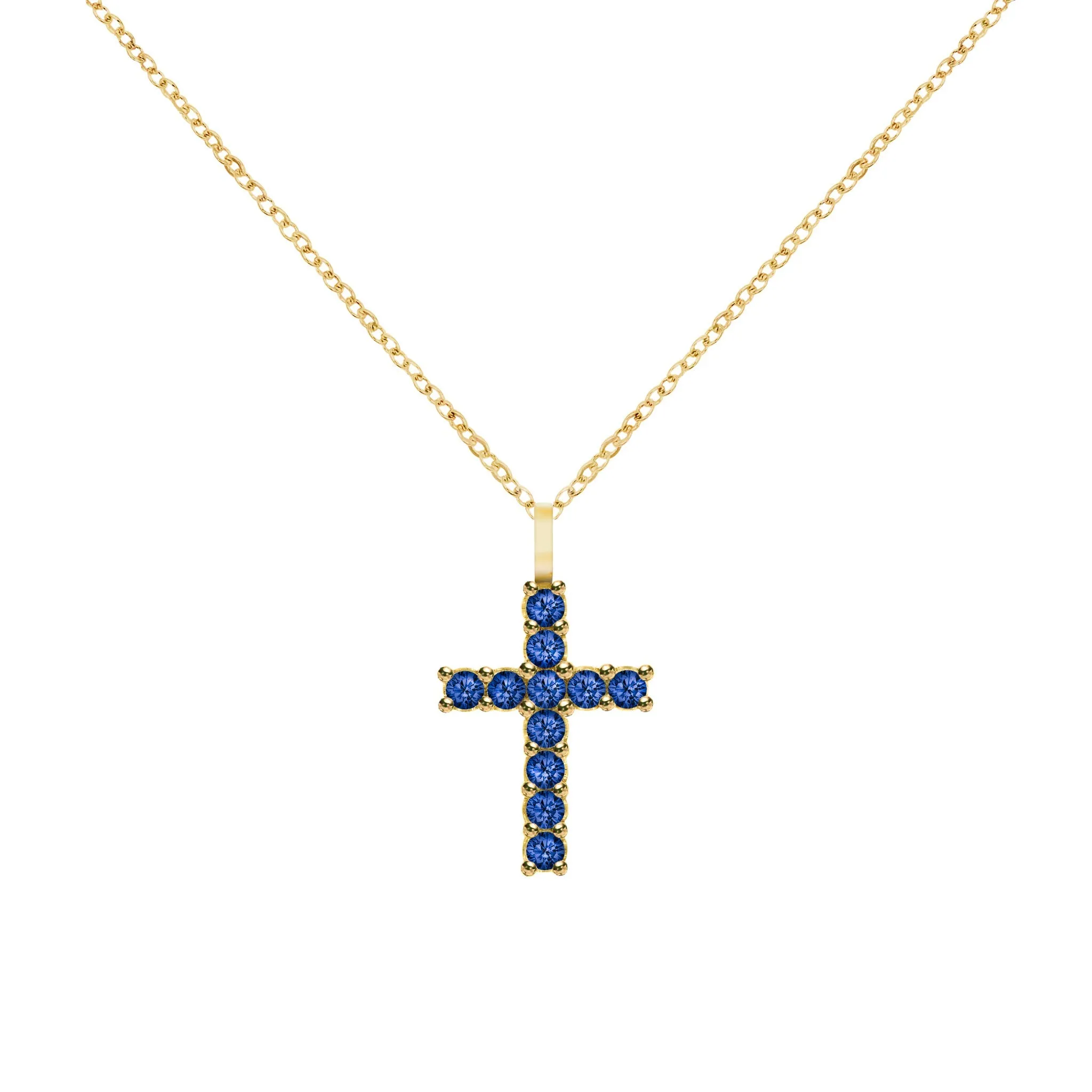 Rosecliff Cross Sapphire Pendant in 14k Gold (September) sold by Haverhill product image thumbnail 5