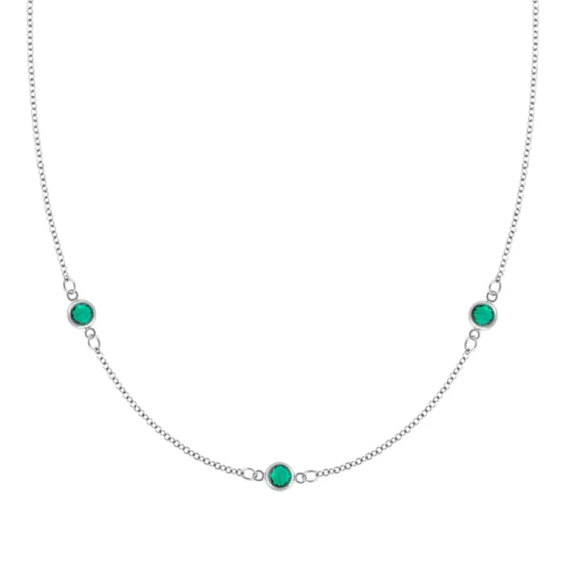 Personalized Classic 3 Birthstone Necklace in 14k Gold sold by Haverhill