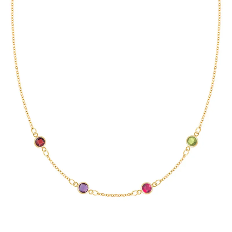 Personalized Classic 4 Birthstone Necklace in 14k Gold sold by Haverhill