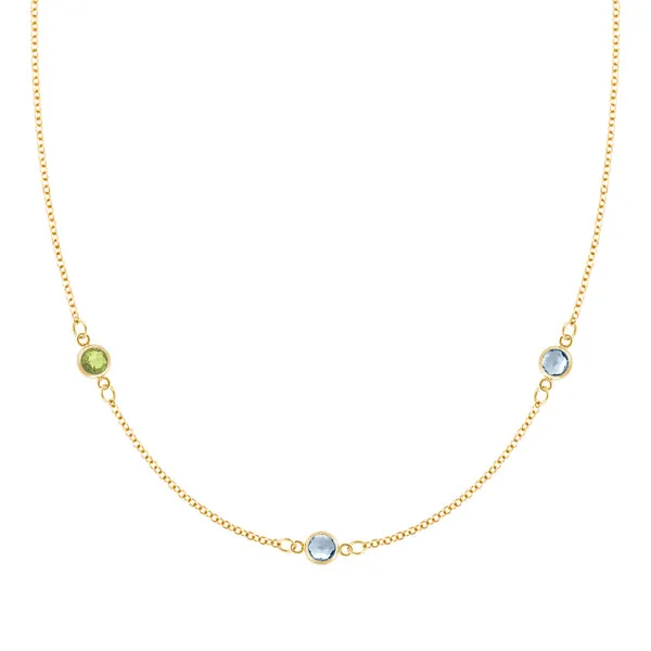 Personalized Classic 3 Birthstone Necklace in 14k Gold sold by Haverhill