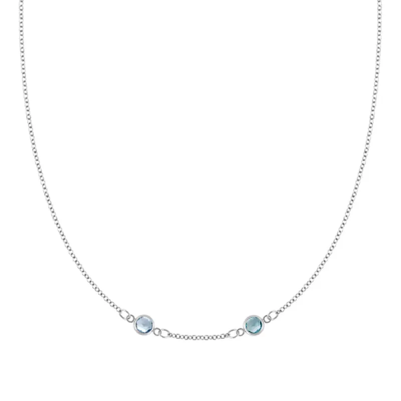 Personalized Classic 2 Birthstone Necklace in 14k Gold (Centered) sold by Haverhill