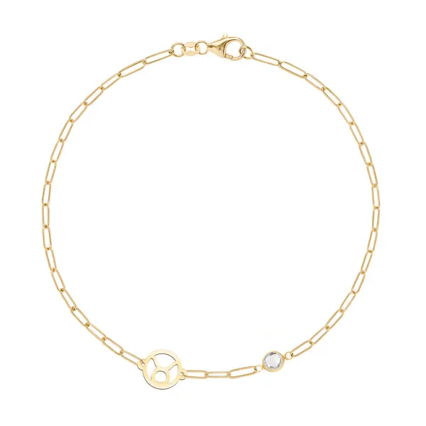 Personalized Zodiac & Birthstone Adelaide Mini Bracelet in 14k Gold sold by Haverhill