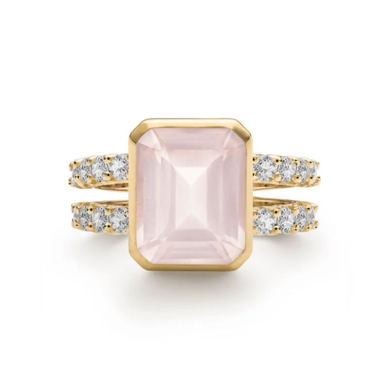 Personalized Warren Vertical Birthstone Ring with Accent Stones in 14k Gold sold by Haverhill