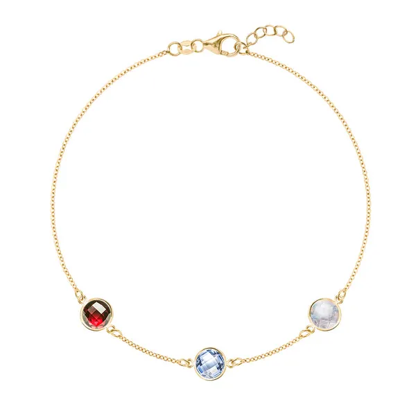 Personalized Grand 3 Birthstone Bracelet in 14k Gold sold by Haverhill