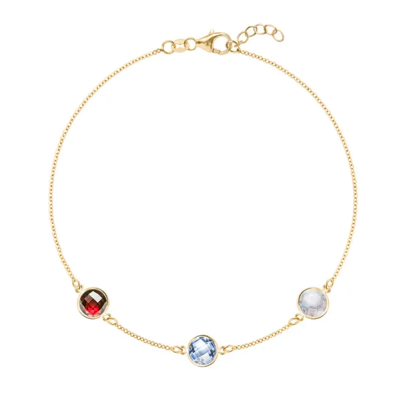 Personalized Grand 3 Birthstone Bracelet in 14k Gold sold by Haverhill