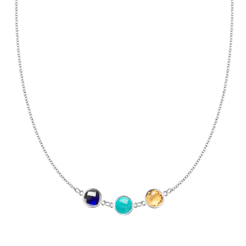 Personalized Grand 3 Connected Birthstone Necklace in 14k Gold sold by Haverhill
