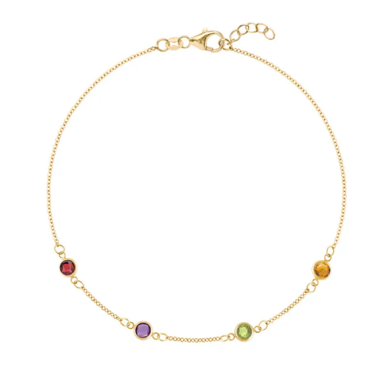 Personalized Classic 4 Birthstone Bracelet in 14k Gold sold by Haverhill