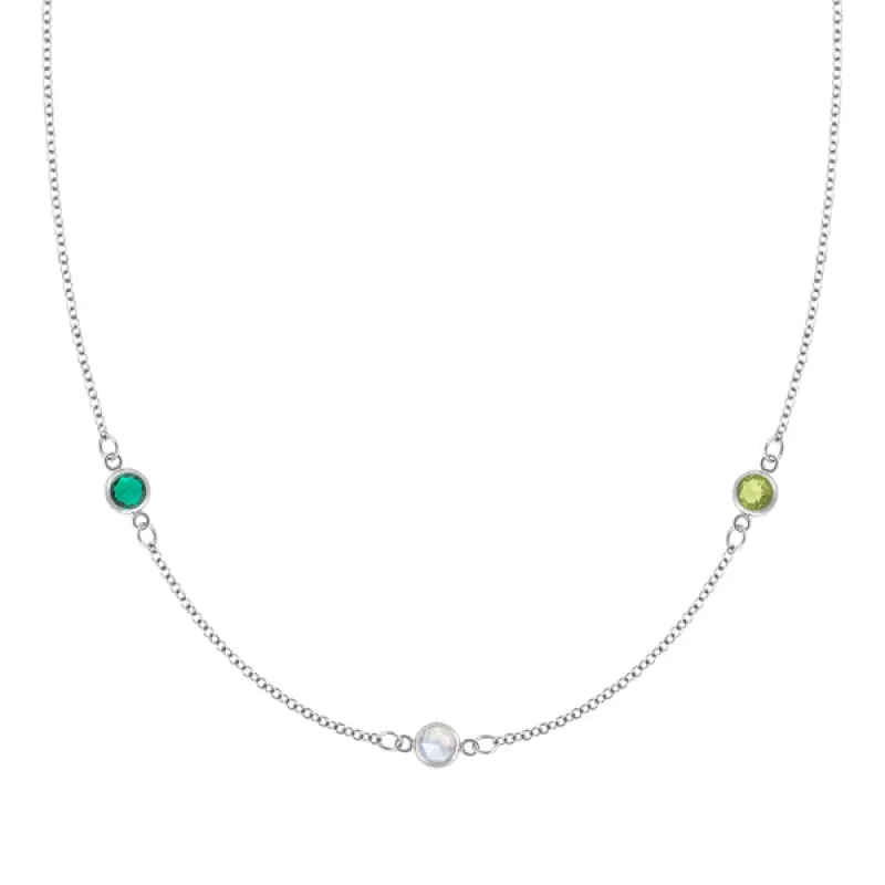 Personalized Classic 3 Birthstone Necklace in 14k Gold sold by Haverhill