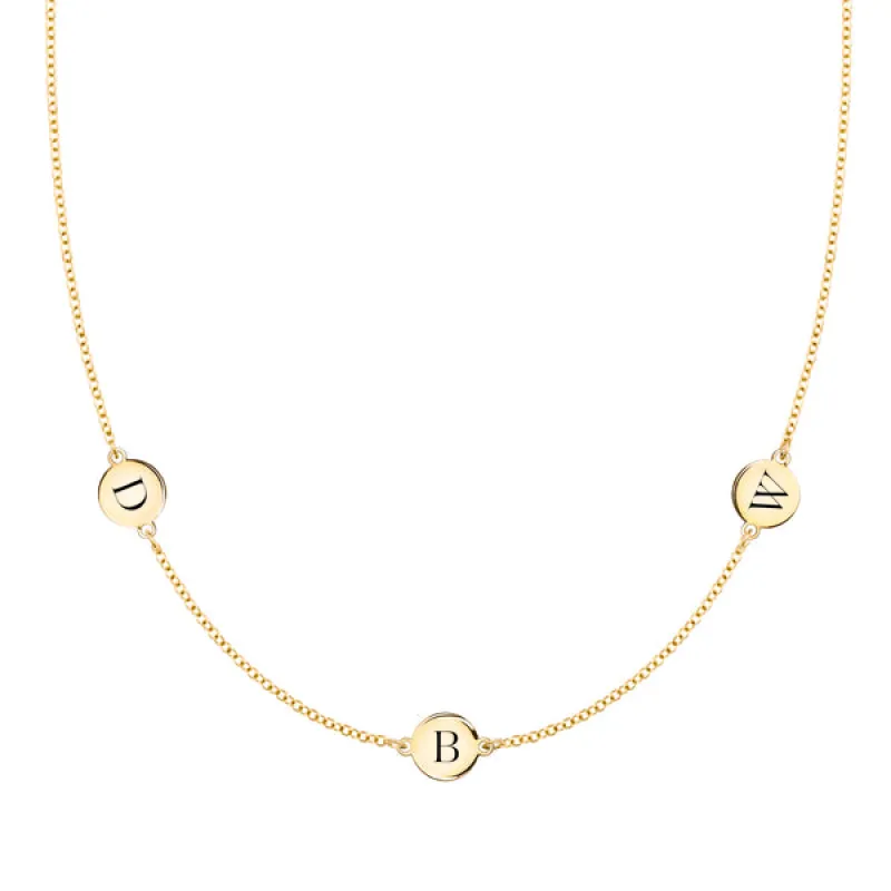 Personalized 3 Letter Necklace in 14k Gold (Double Spacing) sold by Haverhill