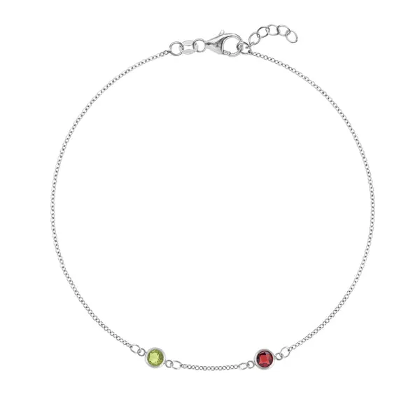 Personalized Classic 2 Birthstone Bracelet in 14k Gold sold by Haverhill