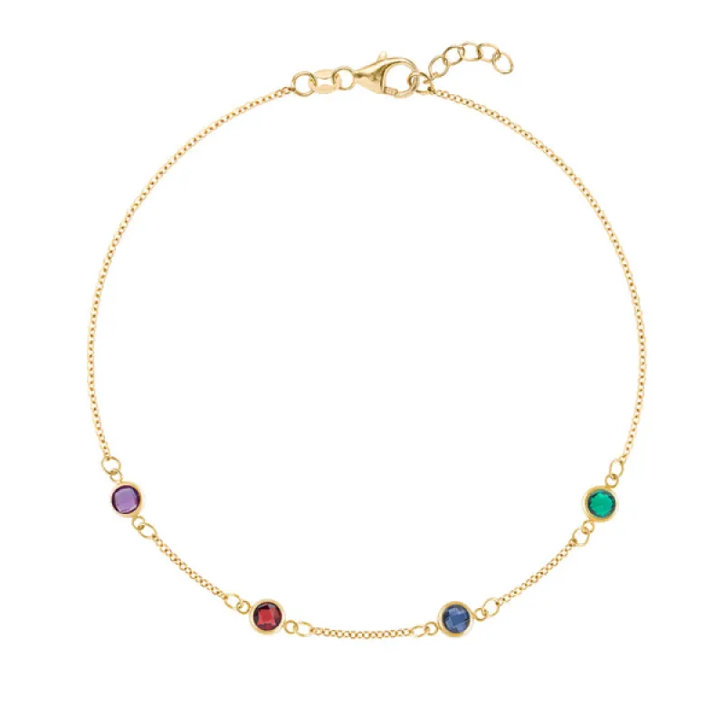 Personalized Classic 4 Birthstone Bracelet in 14k Gold sold by Haverhill