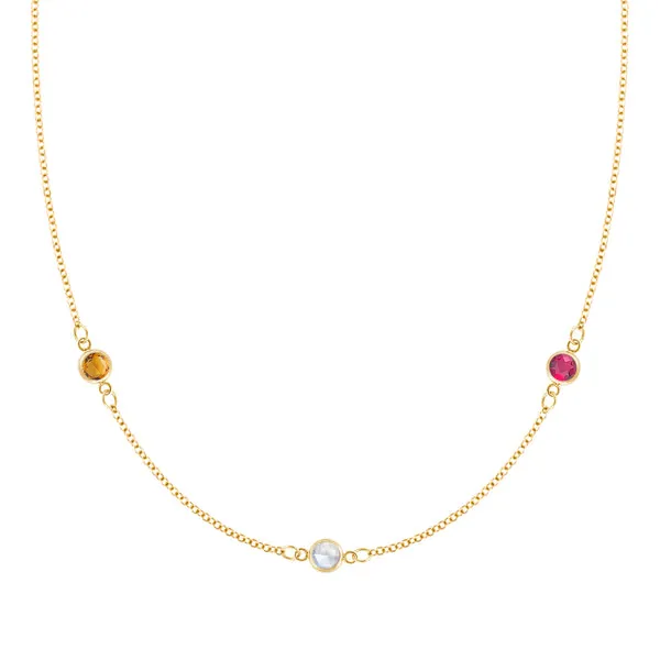 Personalized Classic 3 Birthstone Necklace in 14k Gold sold by Haverhill