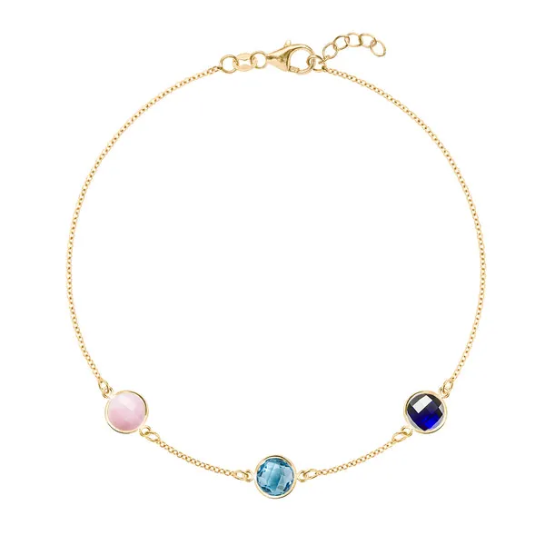 Personalized Grand 3 Birthstone Bracelet in 14k Gold sold by Haverhill