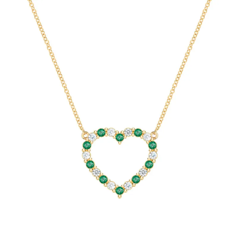 Personalized Rosecliff Heart Birthstone Necklace in 14k Gold sold by Haverhill