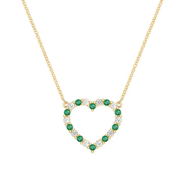 Personalized Rosecliff Heart Birthstone Necklace in 14k Gold sold by Haverhill