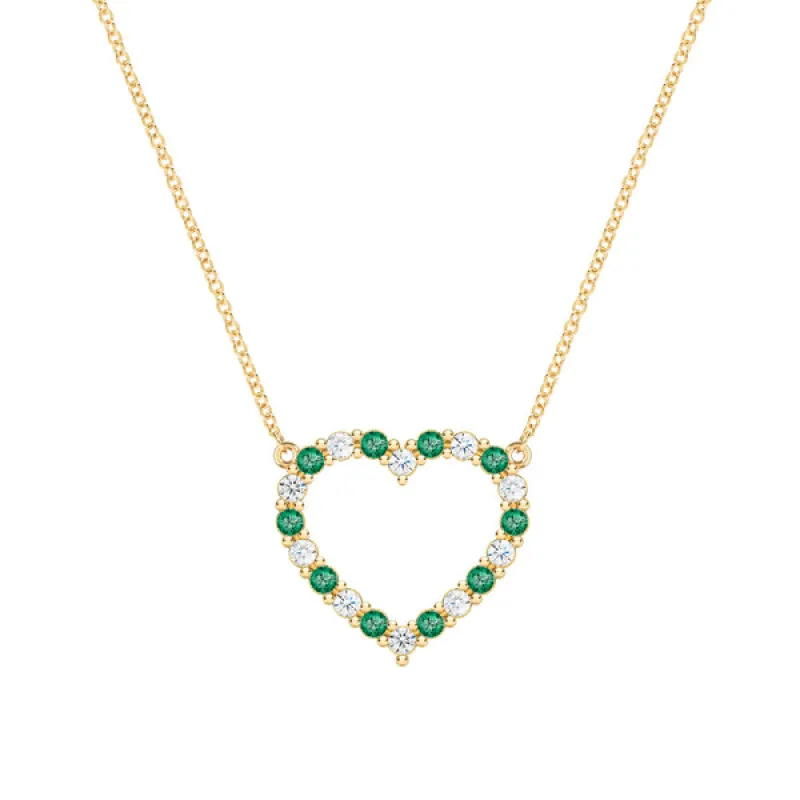 Personalized Rosecliff Heart Birthstone Necklace in 14k Gold sold by Haverhill