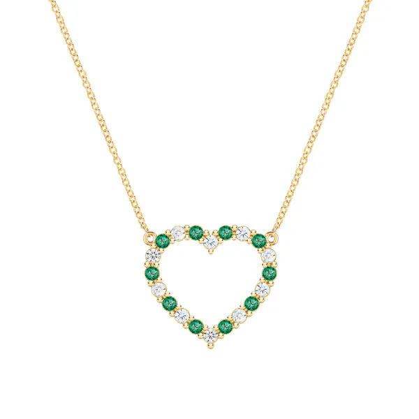 Personalized Rosecliff Heart Birthstone Necklace in 14k Gold sold by Haverhill