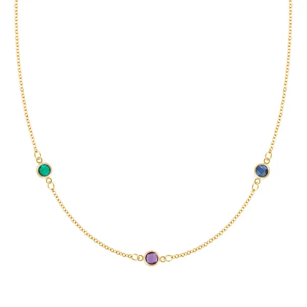 Personalized Classic 3 Birthstone Necklace in 14k Gold sold by Haverhill