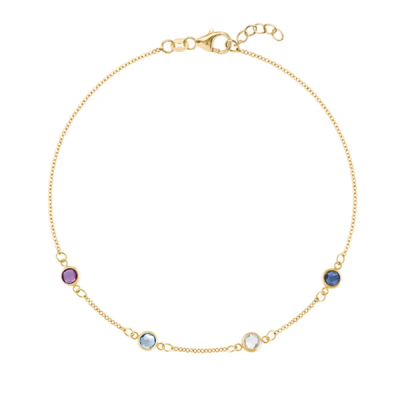 Personalized Classic 4 Birthstone Bracelet in 14k Gold sold by Haverhill