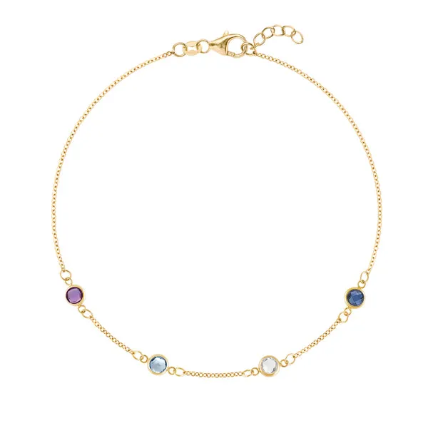 Personalized Classic 4 Birthstone Bracelet in 14k Gold sold by Haverhill