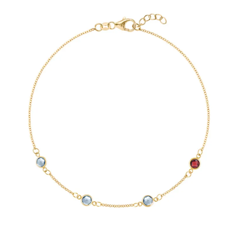 Personalized Classic 4 Birthstone Bracelet in 14k Gold sold by Haverhill